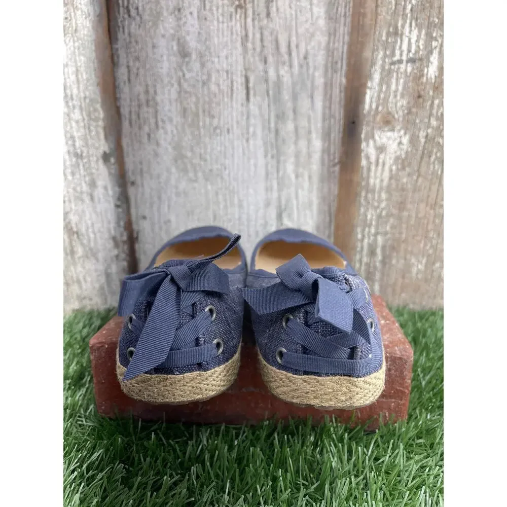 UGG Australia Indah Denim Canvas Espadrille Ballet Flats Ribbon Corset Women's 6